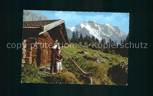 Alphorn Alphornblaeser Sennenbub Wengen Jungfrau Kat. Musik