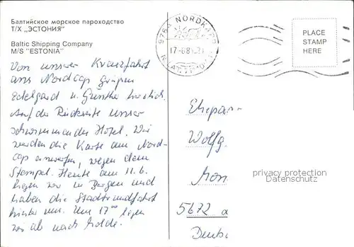 Faehre M S Estonia  Kat. Schiffe