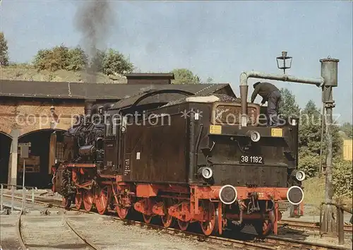 Lokomotive 38 1182 Wassernehmen Plauen  Kat. Eisenbahn