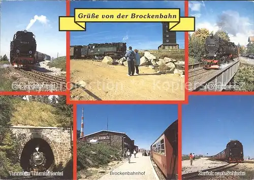 Lokomotive Brockenbahn Bahnhof Tunnel Thumkuehlental Kat. Eisenbahn