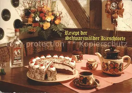 Lebensmittel Rezept Schwarzwaelder Kirschtorte Kuckucksuhr Kirschwasser  Kat. Lebensmittel