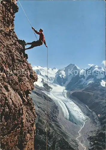 Klettern Bergsteigen Abseilpartie Piz Albris Berninagruppe Morteratschgletscher Kat. Bergsteigen