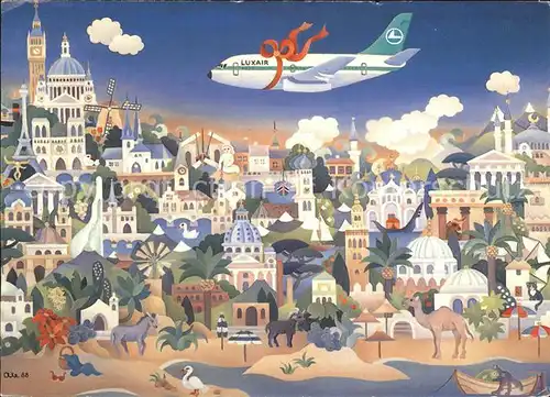 Flugzeuge Zivil Luxair Kuenstlerkarte  Kat. Airplanes Avions