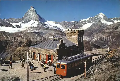 Zahnradbahn Zermatt Station Gornergrat Matterhorn Dent Blanche  Kat. Bergbahn