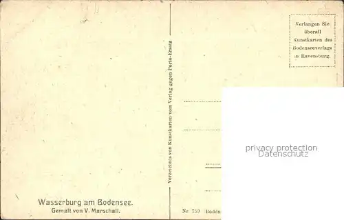 Marschall Vinzenz Wasserburg am Bodensee  Kat. Kuenstlerkarte