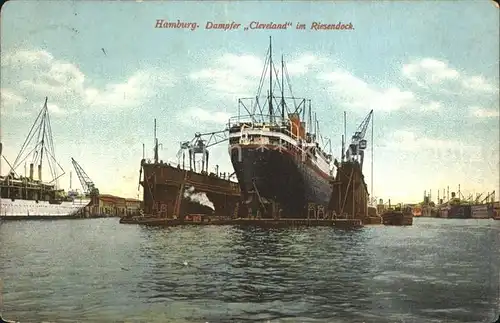 Werftbau Riesendock Hamburg Dampfer Cleveland  Kat. Schiffe