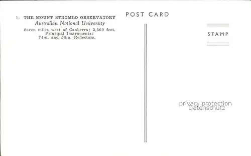 Observatorium Sternwarte Urania Mount Stromlo Observatory Australian National University  Kat. Gebaeude