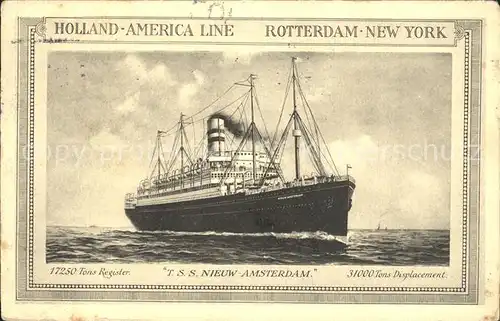 Dampfer Oceanliner T.S.S. Nieuw Amsterdam  Kat. Schiffe