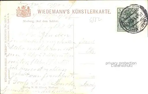 Verlag Wiedemann WIRO Nr. 2217 A Marburg Schloss  Kat. Verlage