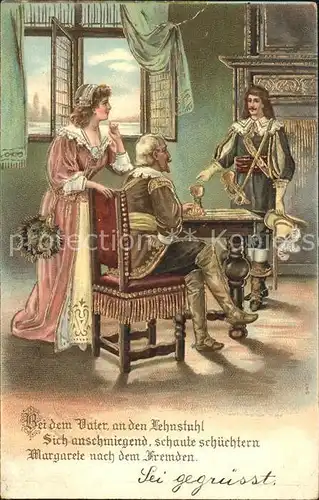 Trompeter Scheffel Margarete Vater Litho Kat. Maerchen und Sagen