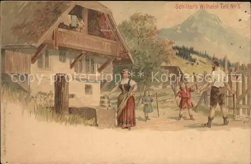 Schiller Friedrich Wilhelm Tell Nr. 5 Litho Kat. Dichter