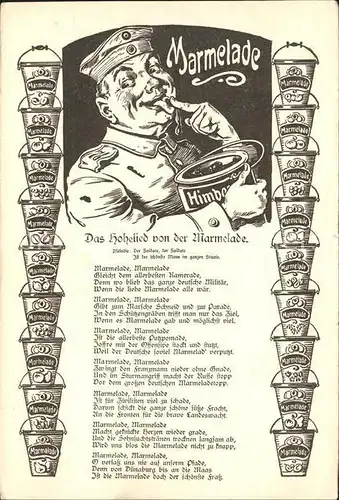 Liederkarte Das Hohelied von der Marmelade Soldat  Kat. Musik
