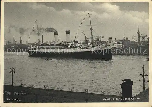 Dampfer Oceanliner Monte Olivia Hamburg Kat. Schiffe