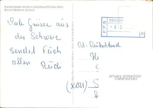 Viadukte Viaduc Kanderviadukt Bern Loetschberg Simplon Bahn Angler  Kat. Bruecken