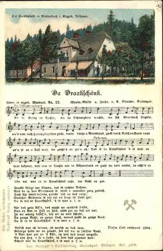 Liederkarte Da Draakschaenk Litho  Kat. Musik