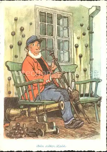 Pfeife Kanone Kuenstlerkarte Wilhelm Petersen  Kat. Tabak