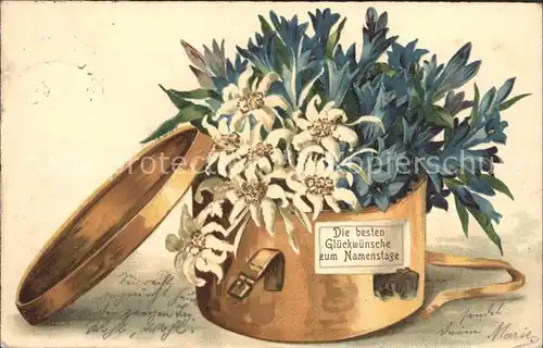 Namenstag Namenskarte Enzian Edelweiss Litho /  /