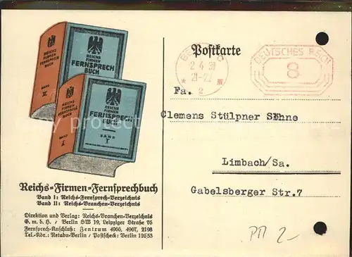 Telefon Reichs Firmen Fernsprechbuch Berlin Kat. Technik