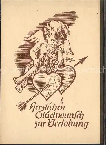 Engel Glueckwunsch Verlobung Herzen Pfeil  Kat. Religion