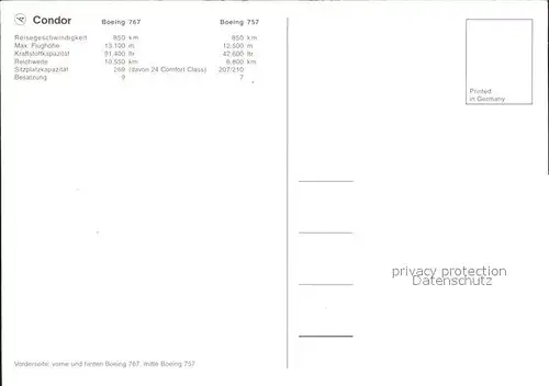 Flugzeuge Zivil Condor Boeing 767 Boeing 757 Kat. Airplanes Avions