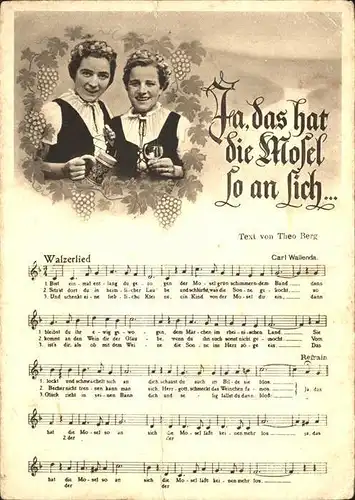 Liederkarte Ja das hat die Mosel so an sich Walzerlied  Kat. Musik