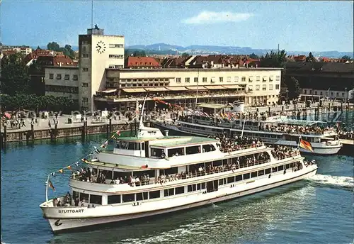 Motorschiffe MS Stuttgart Friedrichshafen Bodensee Hafenbahnhof  Kat. Schiffe