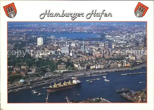 Hafenanlagen Hamburg Fliegeraufnahme Kat. Schiffe