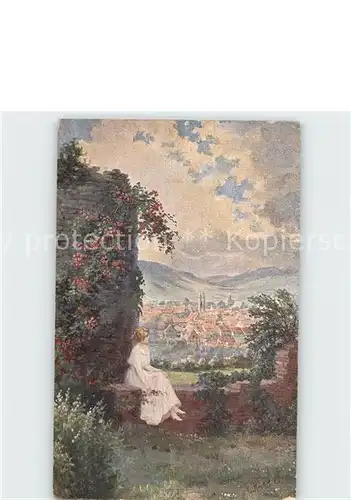 Kuenstlerkarte C. Krebs Ein stiller Winkel Meistergalerie Nr. 6046  Kat. Kuenstlerkarte