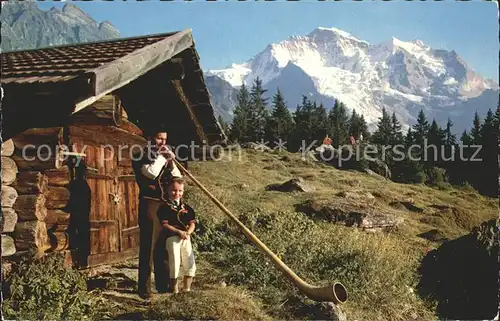 Alphorn Alphornblaeser Sennenbub Wengen Jungfrau  Kat. Musik