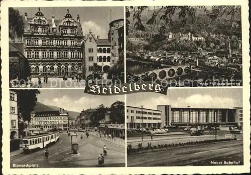 Strassenbahn Heidelberg Bismarckplatz Neuer Bahnhof Schlosshof  Kat. Strassenbahn