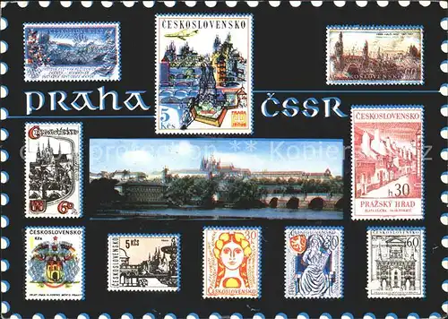 Briefmarke auf Ak Praha CSSR Philatelie Pofis Kat. Besonderheiten