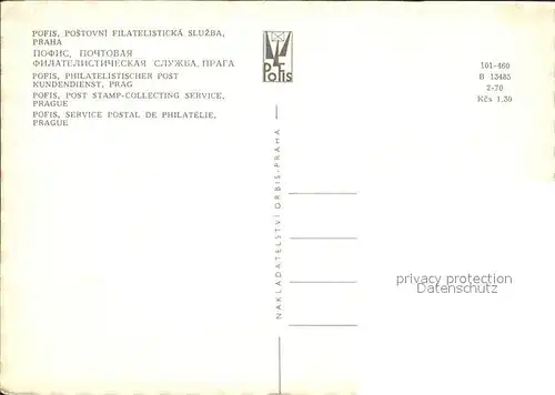 Briefmarke auf Ak Praha CSSR Philatelie Pofis Kat. Besonderheiten