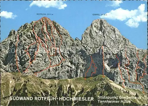 Bergsteigen Klettern Nesselwaengle Suedwand Rotflueh Hochwiesler  Kat. Bergsteigen