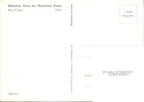 Verlag HDK Nr. 573 Willy Kriegel Abend  Kat. Verlage