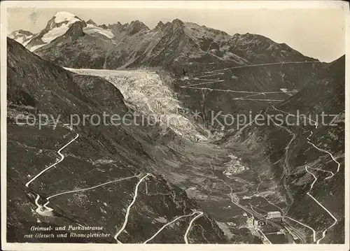 Gletscher Rhonegletscher Gletsch Grimsel  und Furkastrasse  Kat. Berge