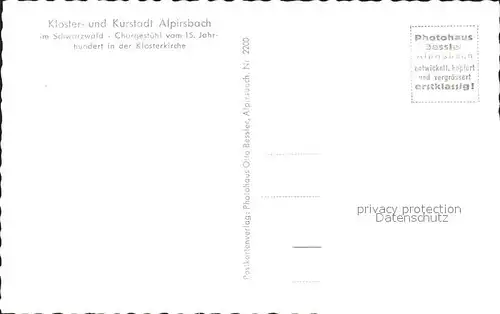Kirchenorgel Alpirsbach Klosterkirche Chorgestuehl Kat. Musik