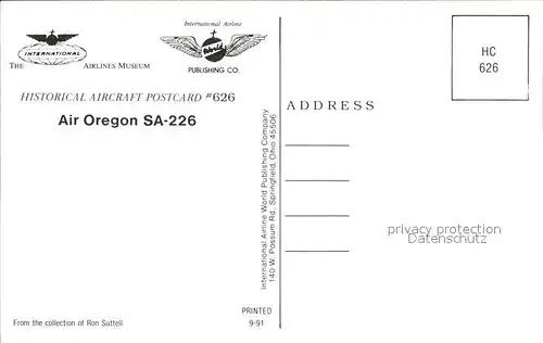 Flugzeuge Zivil Air Oregon SA 226 N5476M  Kat. Airplanes Avions