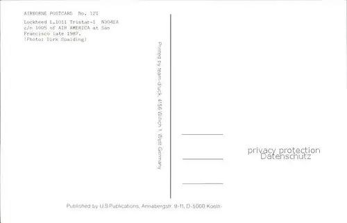 Flugzeuge Zivil Air America Lockheed L.1011 Tristar 1 N304EA c n 1005 Kat. Airplanes Avions