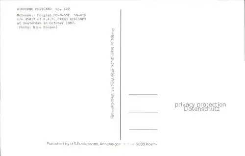 Flugzeuge Zivil EAS Cargo Airlines McDonnell Douglas DC 8 55F 5N ATS c n 45817 Kat. Airplanes Avions