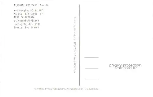 Flugzeuge Zivil Aero California McD Douglas DC 9 15MC XA BCS c n 47061 Kat. Airplanes Avions