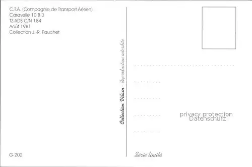 Flugzeuge Zivil CTA Caravelle 10 B 3 TZ ADS C N 184 Kat. Airplanes Avions