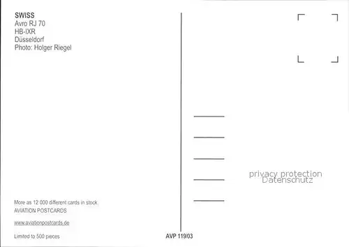 Swissair Avro RJ 70 HB IXR  Kat. Flug