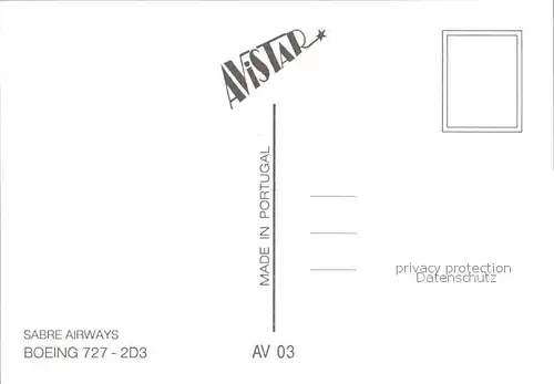 Flugzeuge Zivil Sabre Airways Boeing 727 2D3 Kat. Airplanes Avions