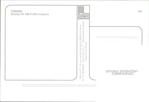 Flugzeuge Zivil Corsair Boeing 747 100 F GKLJ  Kat. Airplanes Avions