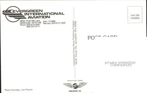 Flugzeuge Zivil Evergreen International Aviation  Kat. Airplanes Avions