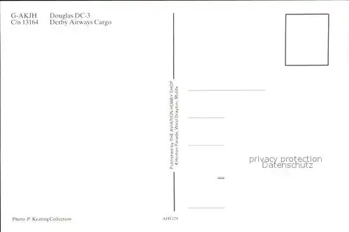 Flugzeuge Zivil Derby Airways Cargo Douglas DC 3 G AKJH C n 13164 Kat. Airplanes Avions