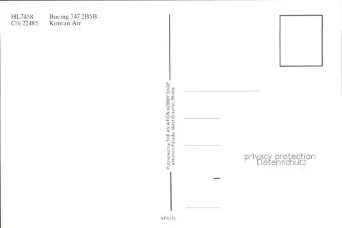 Flugzeuge Zivil Korean Air Boeing 747 2B5B HL7458 C n 22485 Kat. Airplanes Avions