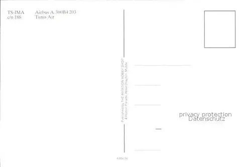 Flugzeuge Zivil Tunis Air Airbus A300B4 203 TS IMA c n 188 Kat. Airplanes Avions