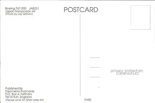 Flugzeuge Zivil Japan Transocean Air Boeing 767 200 JA8231  Kat. Airplanes Avions