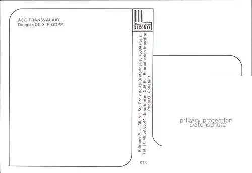Flugzeuge Zivil ACE Transvalair Douglas DC 3 F GDPP Kat. Airplanes Avions